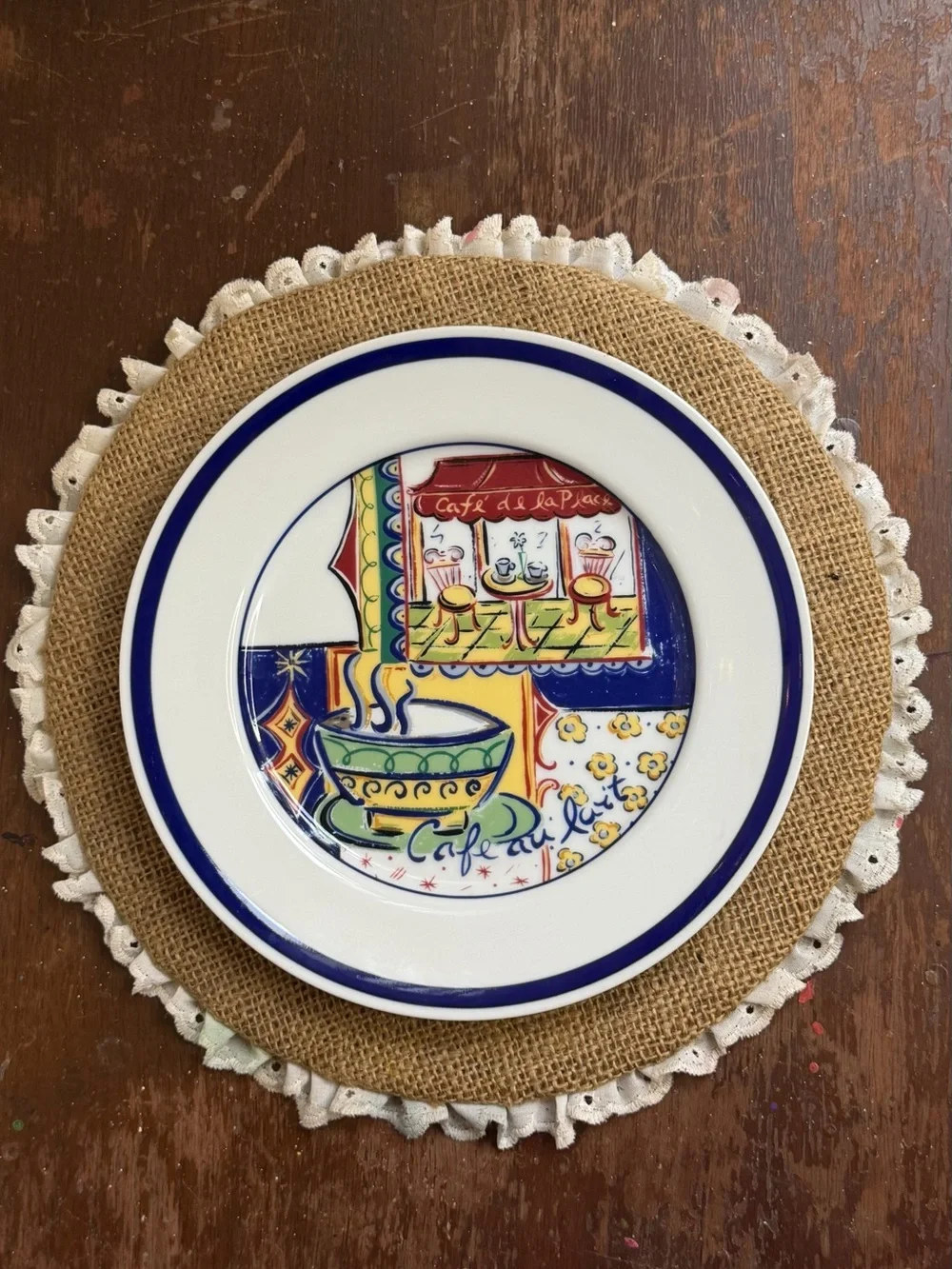 WILLIAMS SONOMA PARISIAN CAFE SET OF 2 SALAD PLATES 7 3/4
